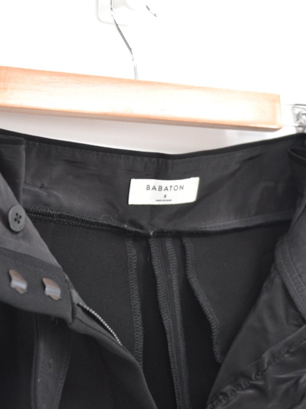 Aritzia Babaton Encore High Rise Belted Trouser Pants Pleated Black Womens 8 - Picture 4 of 6